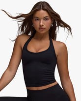 BO&TEE DEFINE LUXE HALTERNECK TANK TOP BLACK